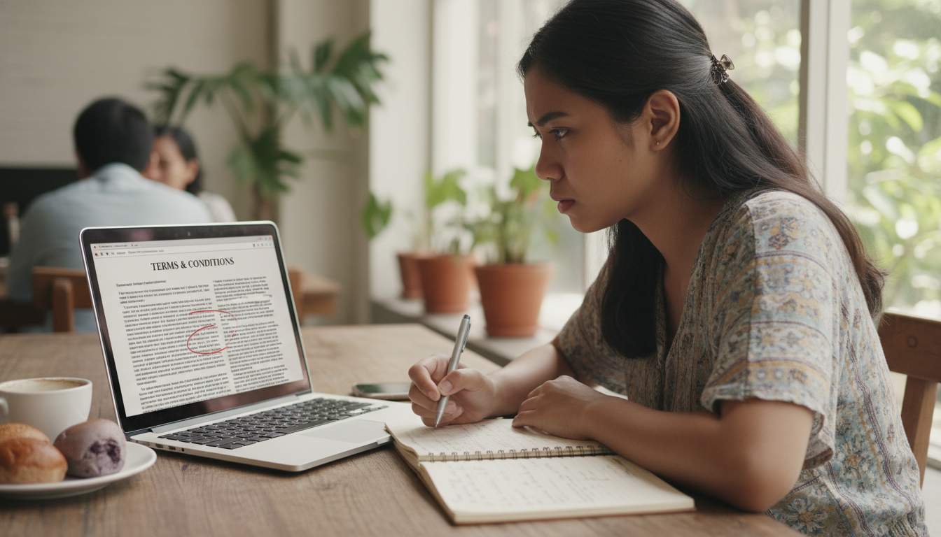 Understanding Terms at jl96 Philippine woman reviewing terms